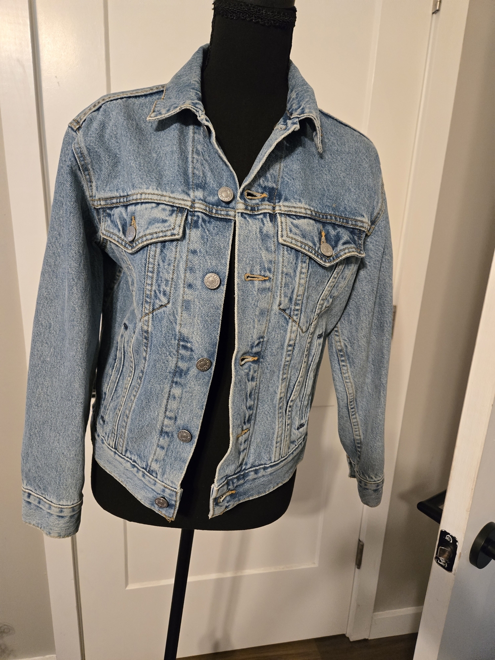 VTG 90s Calvin Klein USA Made Custom Hand Painted Denim Jacket P XS